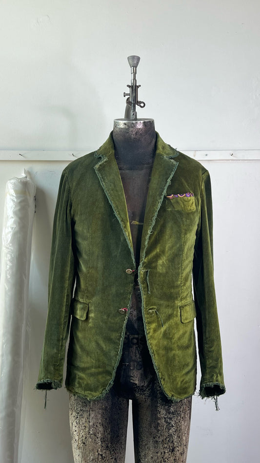 Men’s Olive Velvet Blazer