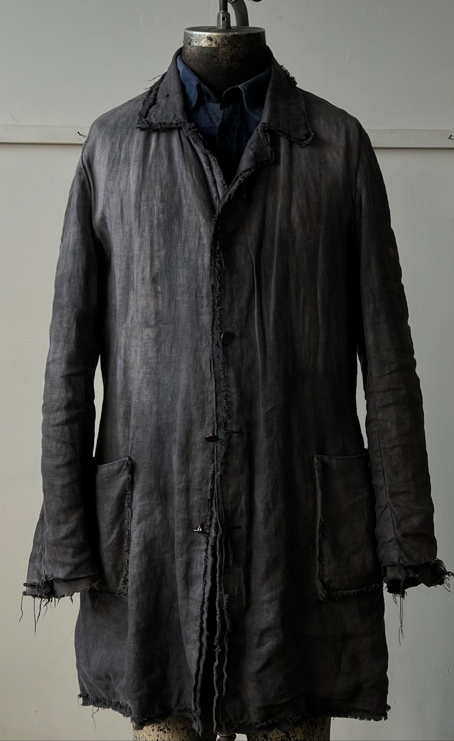 Unisex Charcoal Linen Coat